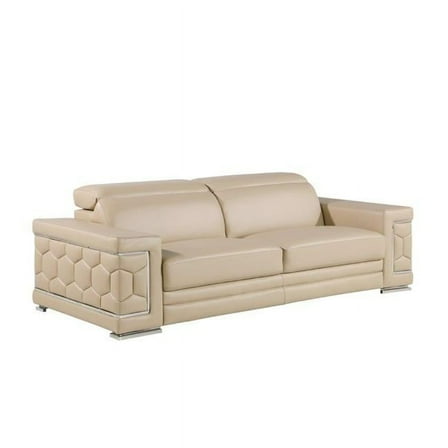 HomeRoots 548983 29 x 89 x 41 in. Beige & Silver Leather Sofa