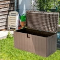 thumbnail image 2 of Costway 105 Gallon Outdoor Resin Deck Box All Weather Lockable Storage Container Brown, 2 of 10
