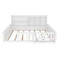 thumbnail image 4 of Leumius Full Size Floor Montessor Bed with Storage Shelves,Wood Low Bed with Semi-enclosed Guardrail and Headboard, Footboard, Space Saving, No Box Spring Required,White, 4 of 8