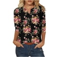 thumbnail image 2 of Fiudx Liquidación de Ofertas Flash Blusa Holgada con Estampado de Pascua y Cuello En V Retro de Manga Tres Cuartos a La Moda para Mujer, 2 of 5
