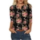 thumbnail image 2 of ICHUANYI Clearance Women's Fashion Three Quarter Sleeve Retro V-Neck Easter Printed Loose Tops Blouse(Wine, XXL) ICHUANYI WER2023080912008, 2 of 5