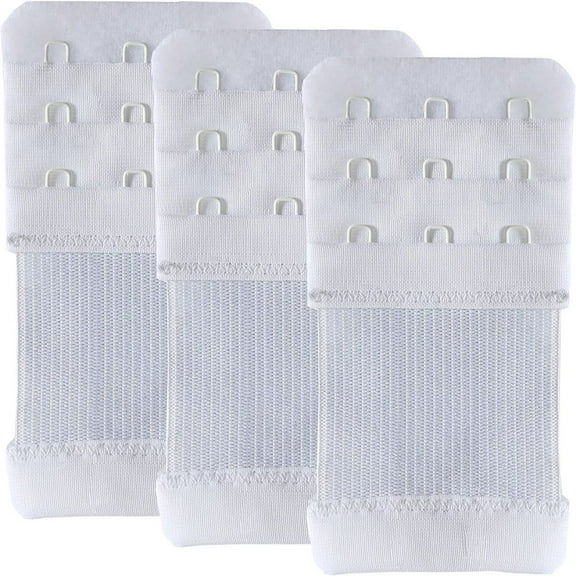 Qalabka 3Pcs Women's Bra Extenders, 3 Hook Elastic Comfortable Stretchy Bra Extension Strap(white)