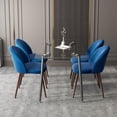 thumbnail image 2 of INO Design 5 Piece Black Metal Framed Tempered Glass Dining Table with 4 Mid-Back Velvet Chairs for Apartment, Kitchen, Living Room, 3 Colors - Blue, 2 of 2