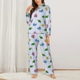 thumbnail image 3 of Wukai Sea Turtle Whale Print Women's Pajama Set - Soft Long Sleeve Sleepwear for Comfort and Style-Small, 3 of 9