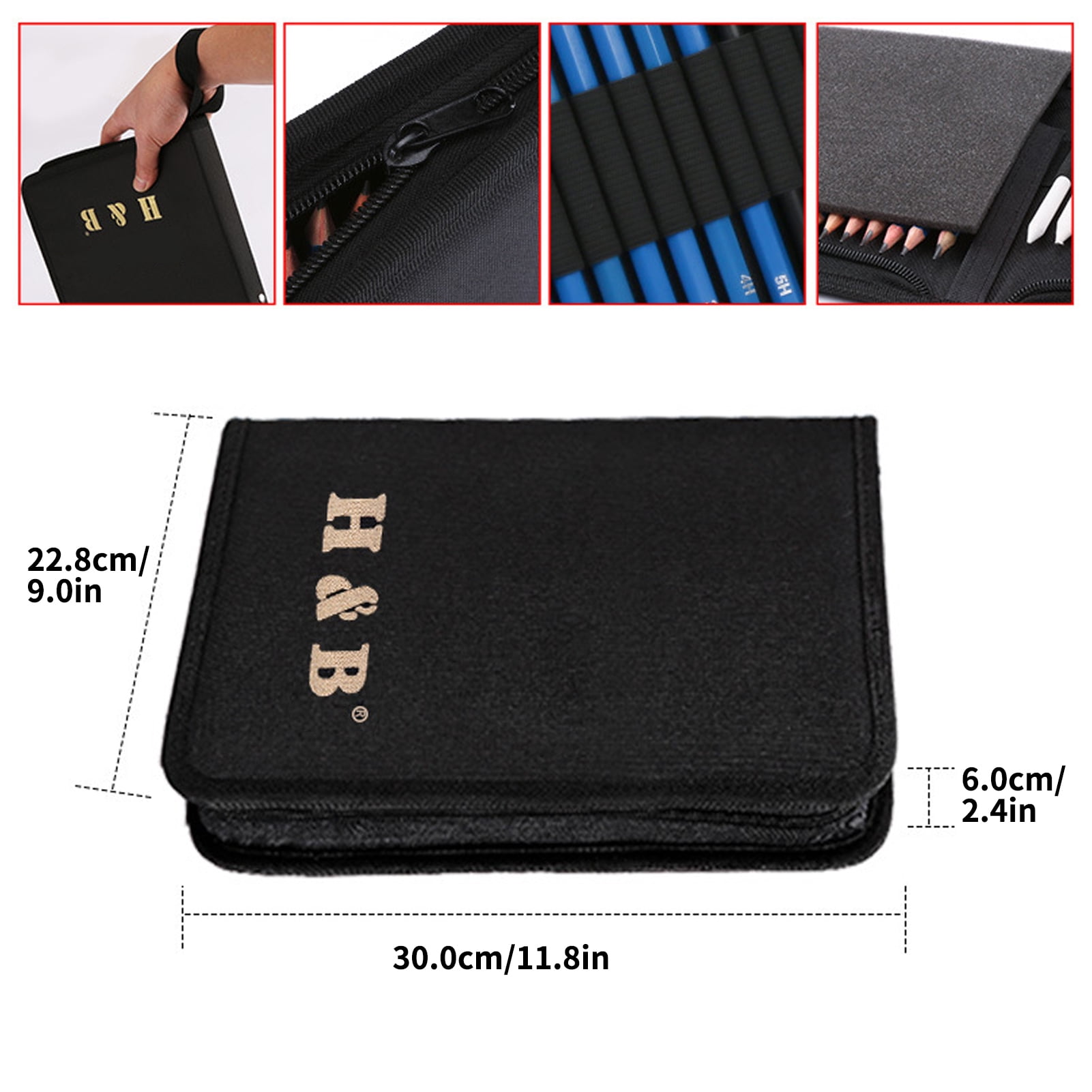 H&B 145-Piece Professional Oil Colored Pencils and Sketch Set Charcoal Graphite Pencil Eraser Extender Draw Paper Carrying Bag Art Supplies Gift for  Adults Artist Drawing Coloring Sketching