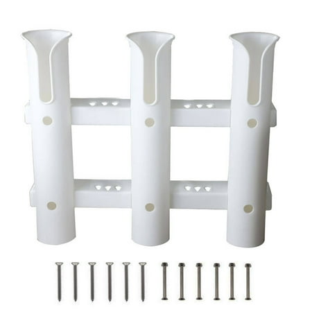 Bestsky Fishing Rod Holder Triple Tube Fishing Rod Holders for Garage Stable Support Fishing Pole Holders for Garage White