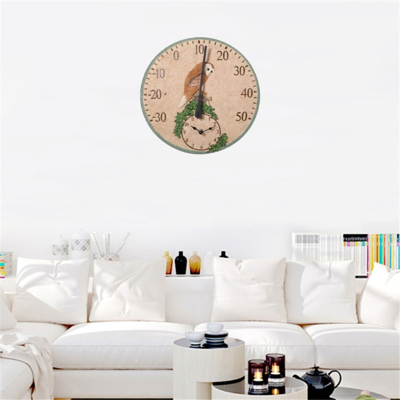 Outdoor Indoor Thermometers with Clock 12" Hanging Digital Weather Thermometers