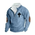thumbnail image 2 of Aobny Christian Mens Hoodies Pullover Blue 1/4 Zip Mock Neck Shirts Men T Shirts for Men,S, 2 of 5