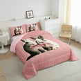 thumbnail image 3 of Homewish White Kawaii Rabbit Full Size Comforter Sets,Zoo Animal Bedding Comforter Set,Pink Bowtie Bowknot Bedding Sets For Girl Teens,Microfiber Bedroom Decor Reversible,3-Piece, 3 of 8
