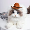 thumbnail image 6 of choyaxo Pet Cowboy Costume Cosplay Cap Halloween Costumes for Dogs Cat Pet Party Decoration Mini Cowboy Hat (Brown, Small), 6 of 10