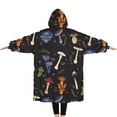 thumbnail image 2 of Oversized Wearable Blanket Hoodie,Red Mushroom Flower Black Pattern Sherpa Blanket Hoodie with Super Pockets,Super Warm Fuzzy Pullover for Women & Men, 2 of 6