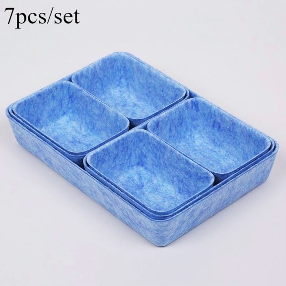 7pcs/set Felt Storage Box Organizer for Office Desk  Desktop Organization Accessories Multi-Purpose Felt Fabric Organizer