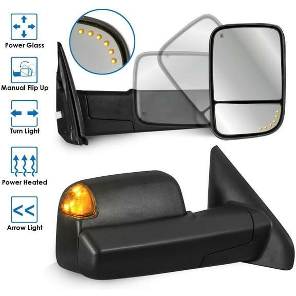 MOSTPLUS Power Heated Tow Mirrors w/ Arrow Light for 02-08 Dodge Ram 1500 03-09 2500 3500