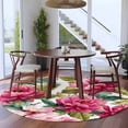 thumbnail image 3 of Round Rugs 5Ft, Pink Floral Round Area Rug Washable Indoor Throw Carpet, Watercolor Flowers Leaves Plants Watercolor Soft Non Slip Circle Rug for Cabinet Bathroom Home Decor Aesthetic, 3 of 8