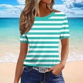thumbnail image 2 of GigrtiJin Women's Short Sleeve T Shirts Striped Casual Pullover T Shirts Womens Baggy Round Neck Loungewear Going Out T Shirts, 2 of 5