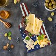 thumbnail image 5 of Skull Cutting Board, Dead Human Head with a Floral Wreath USA American Stars Humor Illustration, Decorative Tempered Glass Cutting and Serving Board, Wine Bottle Shape, Red White, by Ambesonne, 5 of 5