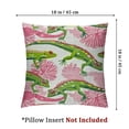 thumbnail image 4 of Exotic Throw Pillow Cushion Cover, Pattern of Chameleons and Palm Leaves Tropical Wildlife Elements, Decorative Rectangle Accent Pillow Case,, Dark Coral Green, 4 of 7