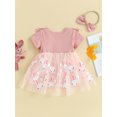 thumbnail image 5 of FEORJGP Toddler Baby Girl Summer Cute Outfits Infant 0-2Y Short Sleeve Romper Dress Crew Neck Jumpsuit Dress Sequin Bunny Print Bodysuit with Cute Headband Set 2 Piece Princess Clothes for Daily Party, 5 of 9