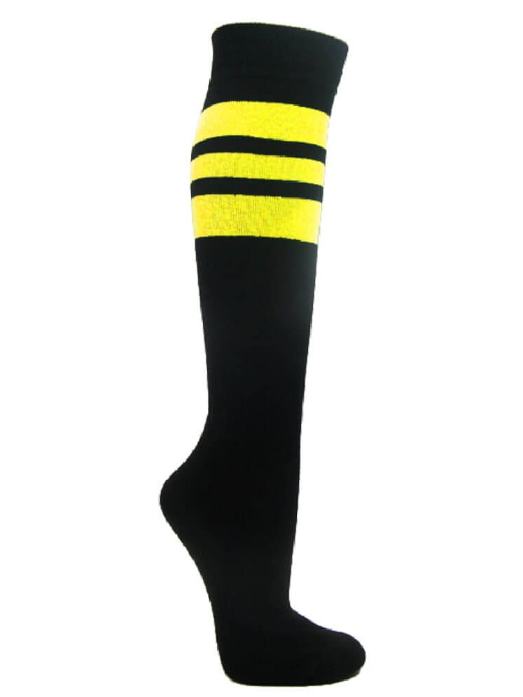 Couver Superior Quality Black Triple Stripes Baseball Softball MultiSport Knee High Socks