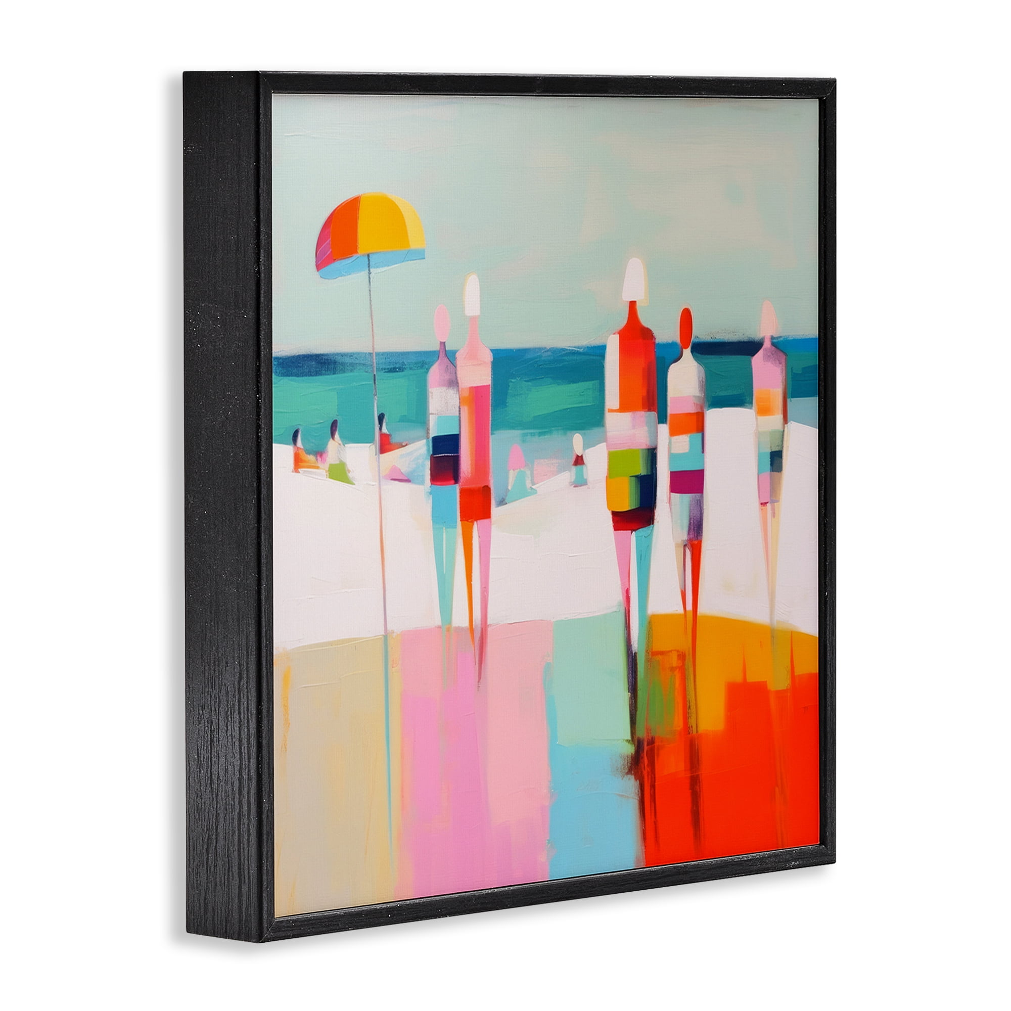 Stupell Industries Bold Modern Beachgoers Novelty Painting Black Framed Art Print Wall Art, 24 x 24