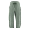 thumbnail image 6 of Migroa Women's Barrel Sweatpants Loose Fit Lounge Pants Womens Linen Baggy Harem Pants Wide Leg Lounge Drawstring Barrel Pants Casual Beach Trousers with Pockets Light Green S, 6 of 6
