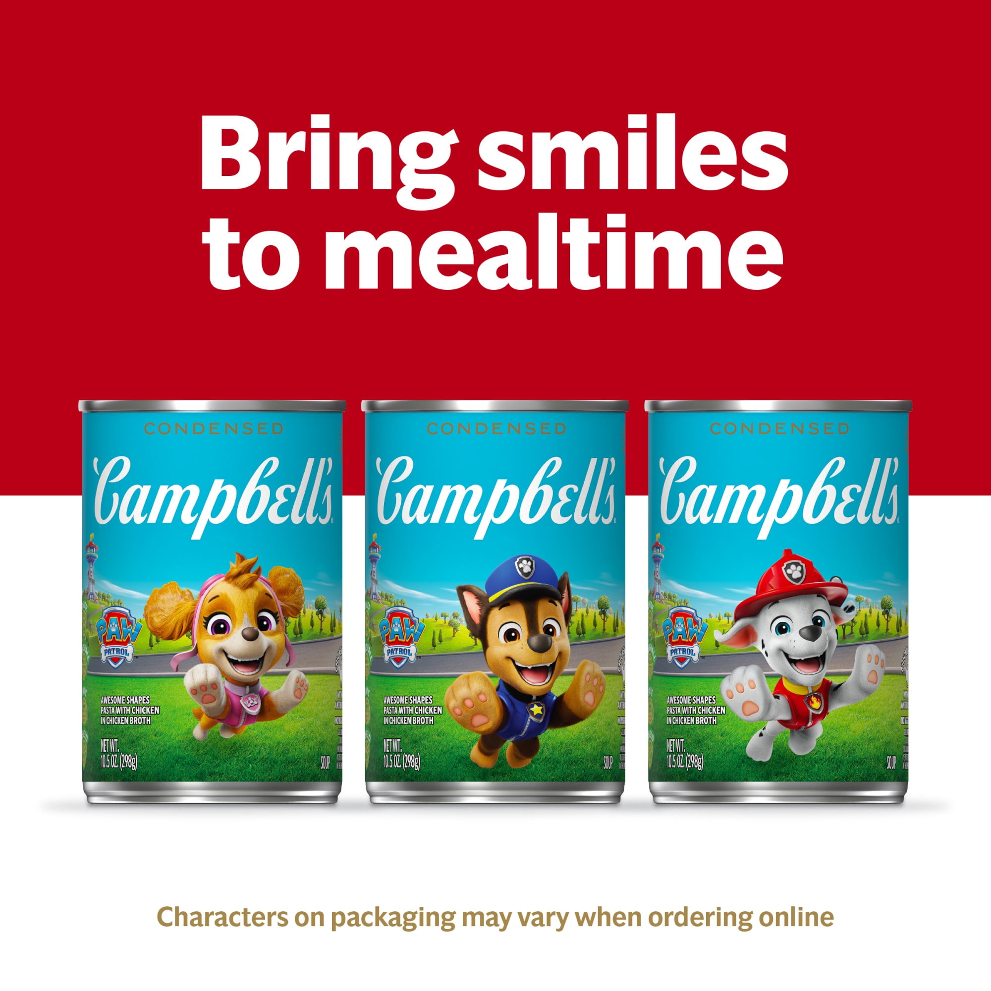 (4 pack) Campbell’s Condensed Kids Soup, Paw Patrol Awesome Shapes Pasta, 10.5 oz