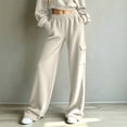 thumbnail image 5 of ByworldtasicNo Boundaries Women's Vertical Rib Knit Cargo Sweatpants, High Waist Wide Leg Casual Joggers with Side Pocket, 5 of 8