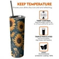 thumbnail image 6 of 20oz Blue Sunflower Golden Leaf Pattern Skinny Tumblers Stainless Steel Tumbler with Lid and Straw,Vacuum Insulated Double Wall Travel Tumbler Cups with Cleaning Brush for Coffee,Tea, 6 of 6