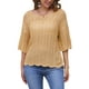 thumbnail image 1 of INSPIRAR CHIC Blusas de Verano de Manga Corta con Cuello Redondo y Diseño Calado para Mujeres M Caqui, 1 of 6