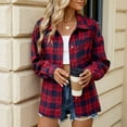 thumbnail image 7 of Womens Plaid Printed T-Shirts, Long Sleeve Shirts for Women Fall Fashion Loose Fit Lapel Button Down Dressy Blouses S-2XL, 7 of 7
