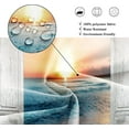 thumbnail image 6 of Small Stall Beach Barn Door Shower Curtain for Bathroom Decor 36Wx72H Ocean Hawaiian Sunset Scenery Sea Wave Retro Grey Wooden Art Printed Fabric Polyester Waterproof 7 Pack Plastic Hooks, 6 of 6