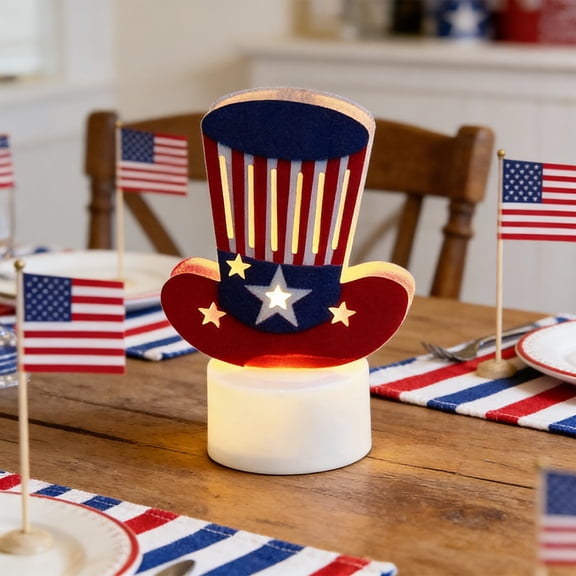 Wooowa Independence Day Five Pointed Star Hat Airplane String Light Red White Blue Decorative Lamp Ideal for 4th of July Decorations Patriotic Decor for Themed Party Indoor Night Atmosphere Layout