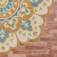 thumbnail image 5 of Laddha Home Designs 4' Hand Tufted Round Medallion Wool Area Throw Rug - Orange and Blue, 5 of 7