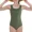 Green, variant on Girls One Piece Swimsuits Removable Pads Adjustable Strap Swimwear Scalloped Ribbed Teen Bathing Suit 7-16 Years