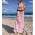 thumbnail image 3 of Two Piece Maxi Skirt Sets for Women Summer Backless Halter Beach Top Long Skirt Going Out Set 2 Piece Outfits Pink S, 3 of 5