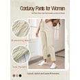 thumbnail image 3 of Eytino Corduroy Pants for Women Casual Drawstring Pants Elastic Waist Pants with Pockets Loose Comfy Trousers White XL, 3 of 10