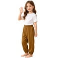 thumbnail image 6 of Hurxie Toddler Baby Girls Elastic Waist Pants Soft Harem Bloomers Summer Long Pants Brown,4 Years, 6 of 7