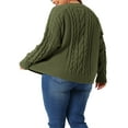 thumbnail image 3 of Agnes Orinda Plus Size Women's Sweater Long Sleeve Crewneck Fisherman Cable Pullover Sweaters 4X Army Green, 3 of 6