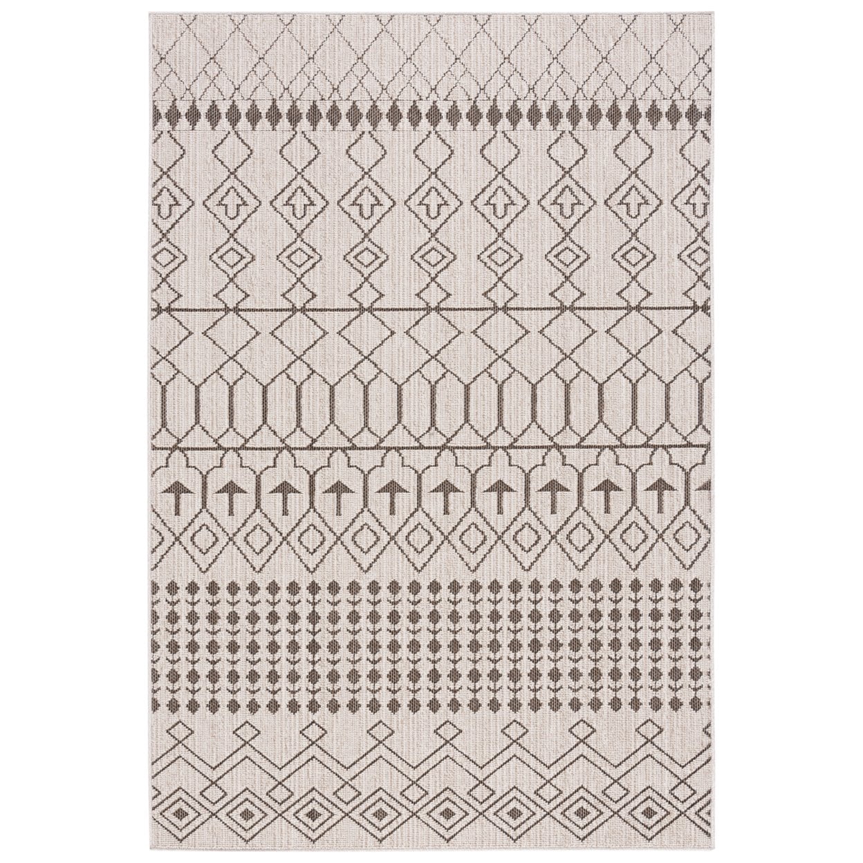SAFAVIEH Global Antilla Diamond Indoor/Outdoor Area Rug, Beige/Dark Beig, 6'7" x 6'7" Round