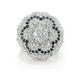 thumbnail image 2 of Gem Stone King Beautiful and Stunning Round Black and White CZ Cubic Zirconia Round Flower Ring (Size 7), 2 of 3