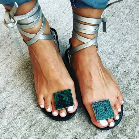 

Binmer Women s Breathable Snake Print Colorblock Ankle Strap Thong Flat Sandals