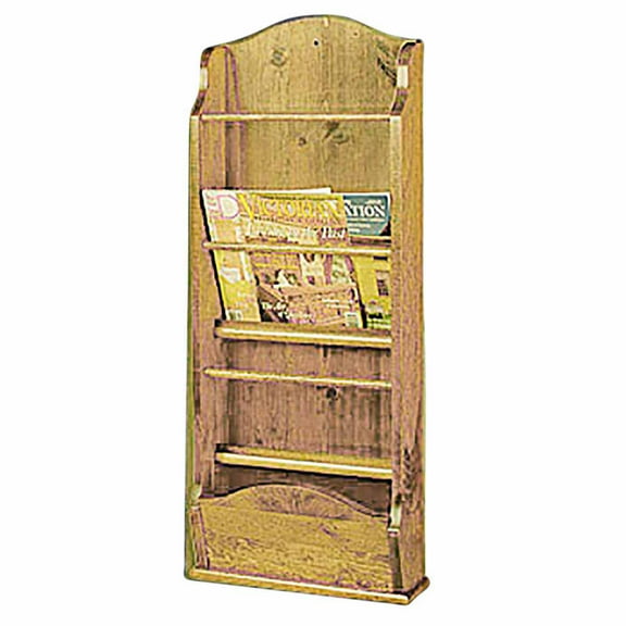 Magazine Rack Holder or Paperwork Storage Organizer Wall Mounted Antique Wooden Pine for Home or Business 40" H Renovator's Supply