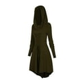 thumbnail image 3 of HNKMDK Adult Renaissance Women Vintage Costume Dress Medieval Hooded Lace Up Long Robe(Green,XL), 3 of 7