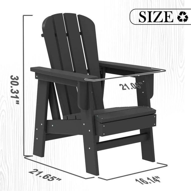 Clearance Small Size Adirondack Chair Plastic Adirondack Chair Fire Pit Chair Plastic Adirondack Chair Weather Resistant Black 1 piece