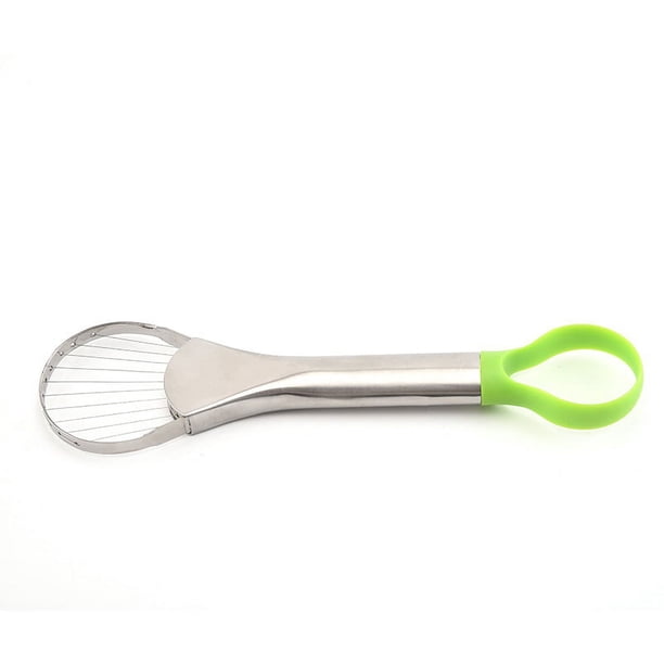 JM Rebanador de Aguacate - Pelador de Aguacate, 24,3 x 6,3 cm, Rebanador de Aguacate con Hoja de Acero Inoxidable y Mango de Silicona - Green Splash Pits Rebanadas de Fruta Afilada de Pera - Verde (2 en 1) JM