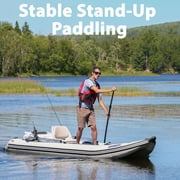Sea Eagle 437ps PaddleSki Inflatable 1-2 Person Catamaran Boat – Paddle, Motor, Fish, or Sail – 4-in-1 Inflatable Watercraft – Self Bailing - Start Up Package