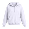 thumbnail image 6 of akafmk Girls Half Zip Hoodie Sweatshirt Long Sleeve Pullover Sweatshirts with Pocket Solid Color Casual Hooded Top Versatile Fall Clothes, Size 9-10 Years, 6 of 6