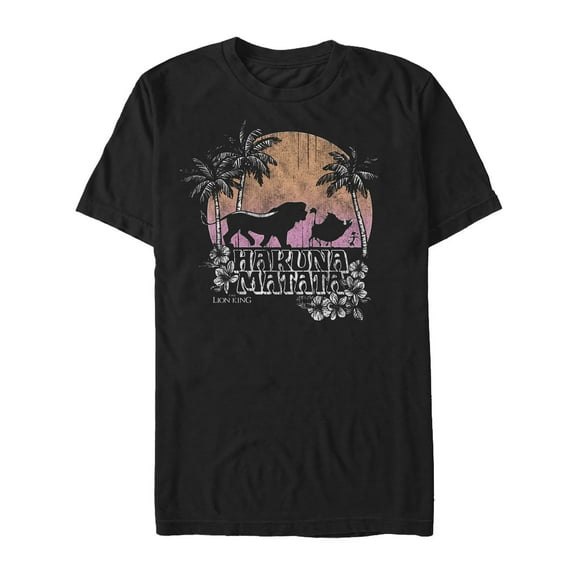 Men's Lion King Retro Sunset Trio Graphic Tee Black Large