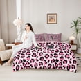 thumbnail image 4 of Manfei Pink Leopard Print Bow Letter W Twin Bedding Sets for Girls, Bowknot Initial Bedding Comforter Set, Pink Reversible, 7pcs, 4 of 7