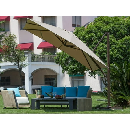 Abba Patio 10 Ft Square Easy Open Offset Outdoor Umbrella With Abba Patio 10 Ft Square Easy Open Offset Outdoor Umbrella With Parasol And Cross Base Infinite Tilt Tan